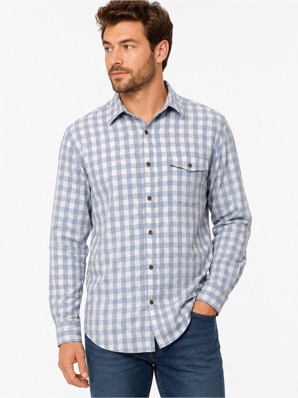 GAP Long Sleeve Button Down Small Light Blue White Cotton skuf